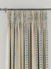 Land & Shore Blue Red Fintra Stripe Lined Pencil Pleat Curtains - Image 3 of 3