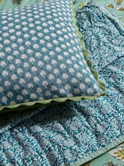 Land & Shore Green Aster Hand Stitched Decorative Throw - Image 3 of 4