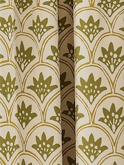 Land & Shore Ochre Multi Dawn Lined Pencil Pleat Curtains - Image 2 of 3