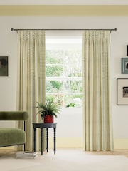 Land & Shore Green Fintra Stripe Lined Pencil Pleat Curtains - Image 1 of 3