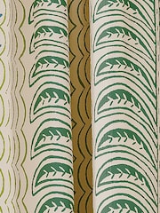 Land & Shore Green Fintra Stripe Lined Pencil Pleat Curtains - Image 2 of 3