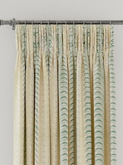 Land & Shore Green Fintra Stripe Lined Pencil Pleat Curtains - Image 3 of 3