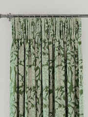 Land & Shore Green Rowallane Lined Pencil Pleat Curtains - Image 3 of 3