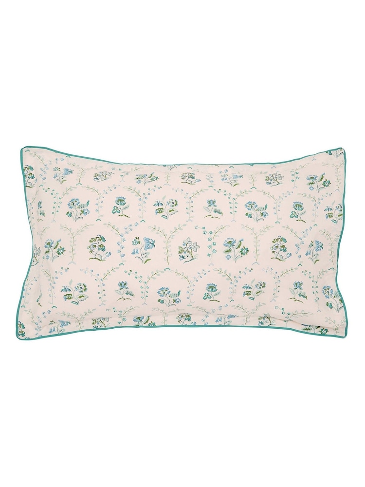 Land & Shore Green Ella's Cross-Stitch Duvet Cover and Pillowcase Set - Image 4 of 4