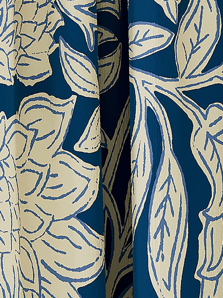 Land & Shore Blue Rowallane Lined Pencil Pleat Curtains - Image 2 of 3