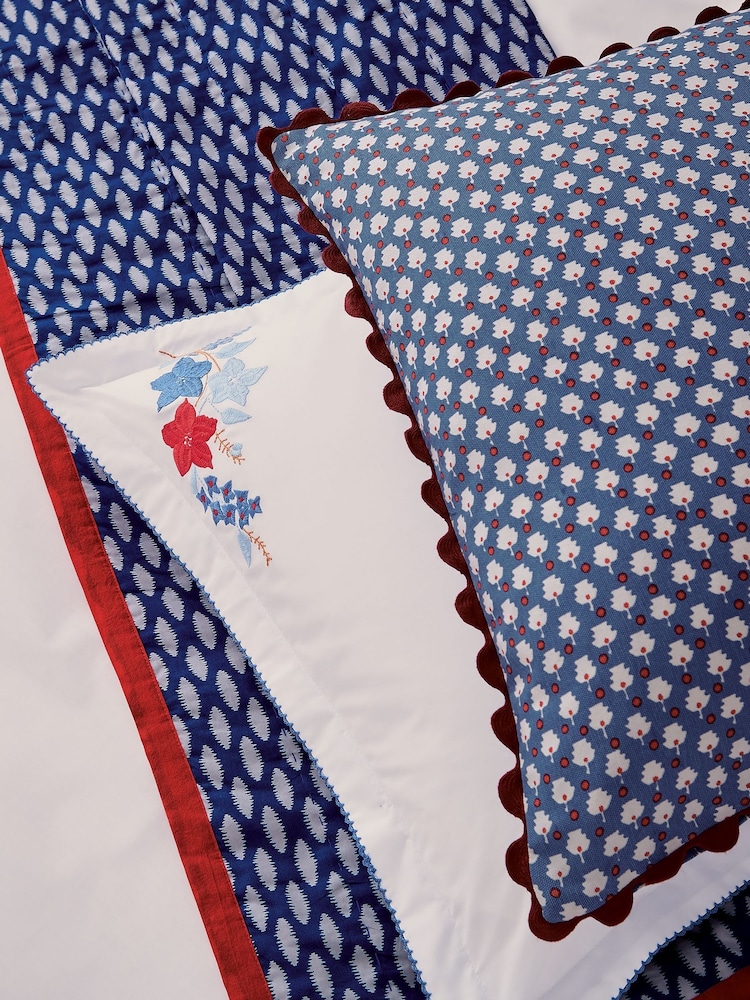 Land & Shore Blue Red Fia Pillowcase Pair - Image 2 of 4