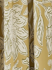 Land & Shore Ochre Multi Rowallane Lined Pencil Pleat Curtains - Image 2 of 3