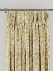 Land & Shore Ochre Multi Rowallane Lined Pencil Pleat Curtains - Image 3 of 3