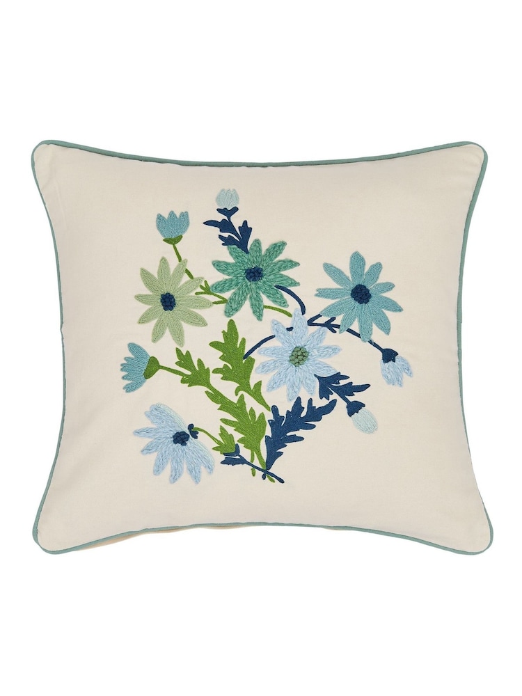 Land & Shore Green Posey 100% Cotton Cushion - Image 2 of 2 Land & Shore Green Posey 100% Cotton Cushion - Image 2 of 2