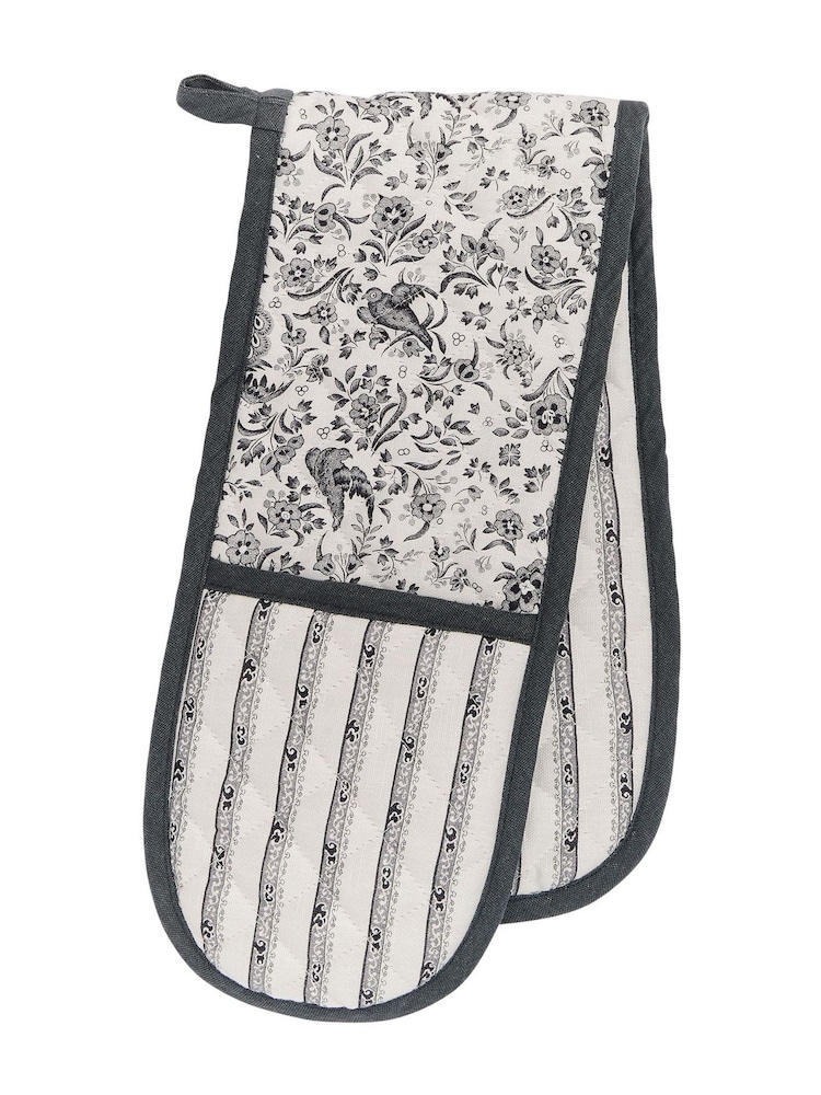 Burleigh X Bedeck Of Belfast Charcoal Regal Peacock Double Oven Gloves - Image 2 of 3