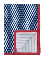 Land & Shore Blue Inis Hand Stitched Decorative 100% Cotton Throw - Image 2 of 4