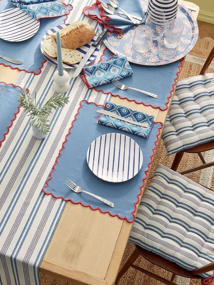 Land & Shore Blue Red Scallop Placemat Pair - Image 1 of 3