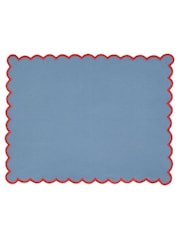 Land & Shore Blue Red Scallop Placemat Pair - Image 3 of 3
