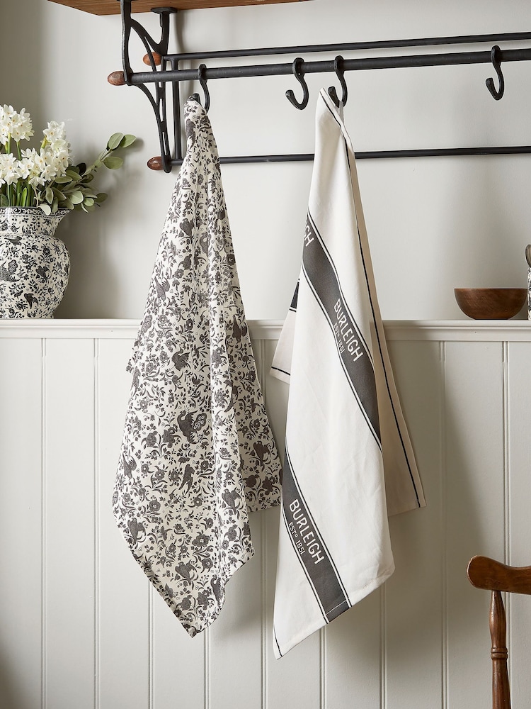 Burleigh X Bedeck Of Belfast 2 Pack Charcoal Regal Peacock Tea Towels - Image 1 of 3