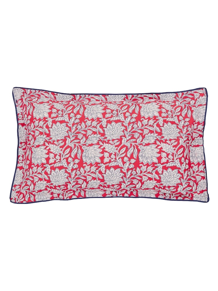 Land & Shore Blue Red Rowallane Duvet Cover and Pillowcase Set - Image 4 of 4