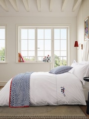 Land & Shore Blue Red Fia Duvet Cover and Pillowcase Set - Image 1 of 4
