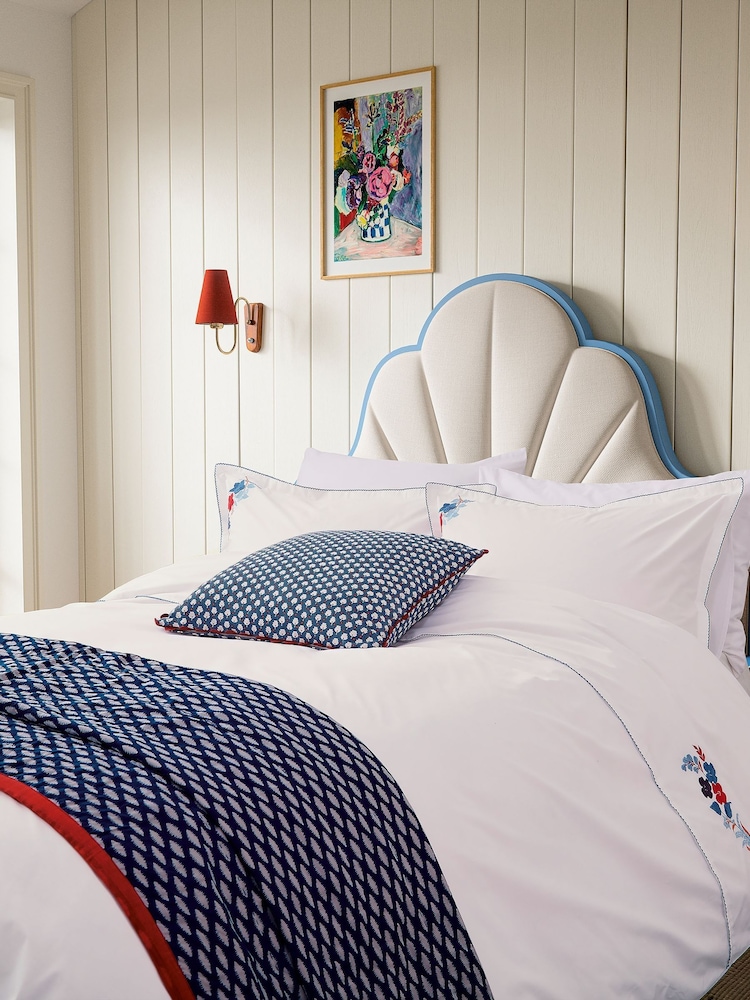 Land & Shore Blue Red Fia Duvet Cover and Pillowcase Set - Image 2 of 4