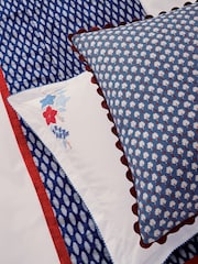 Land & Shore Blue Red Fia Duvet Cover and Pillowcase Set - Image 3 of 4