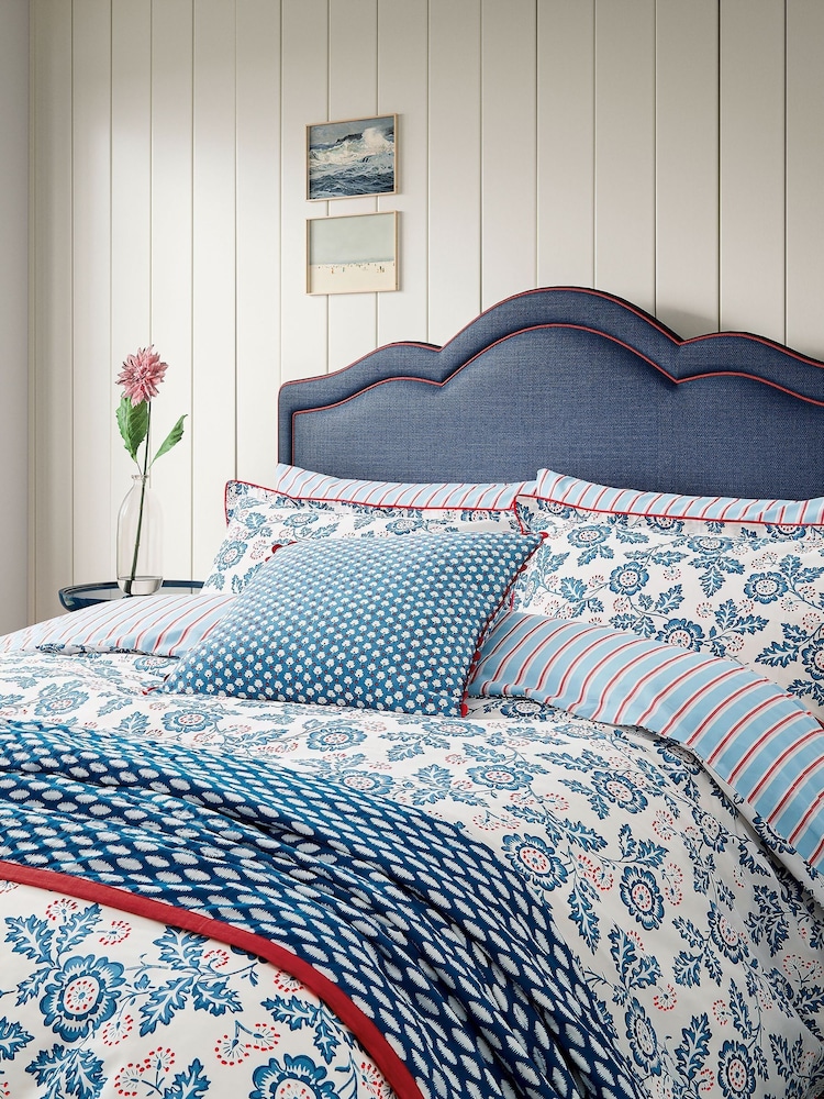 Land & Shore Blue Red River 100% Cotton Cushion - Image 1 of 4
