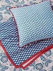 Land & Shore Blue Red River 100% Cotton Cushion - Image 3 of 4