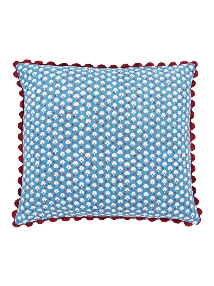 Land & Shore Blue Red River 100% Cotton Cushion - Image 4 of 4
