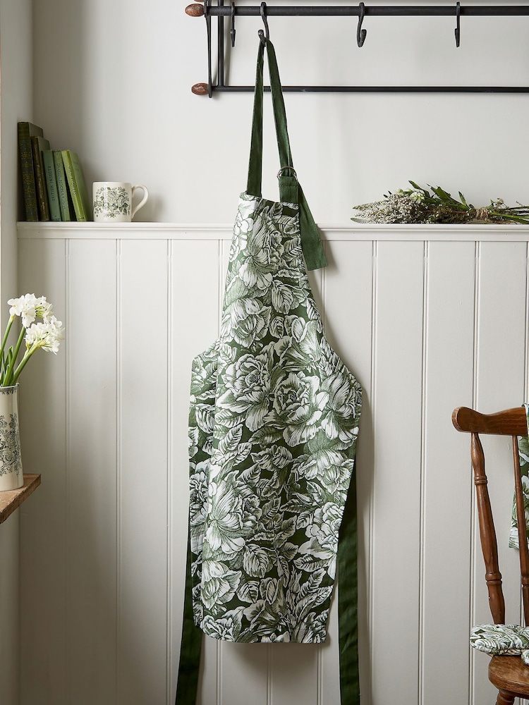 Burleigh X Bedeck Of Belfast Green Hibiscus Apron - Image 1 of 3 Burleigh X Bedeck Of Belfast Green Hibiscus Apron - Image 1 of 3