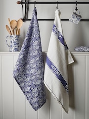 Burleigh X Bedeck Of Belfast 2 Pack Blue Calico Tea Towels - Image 1 of 3