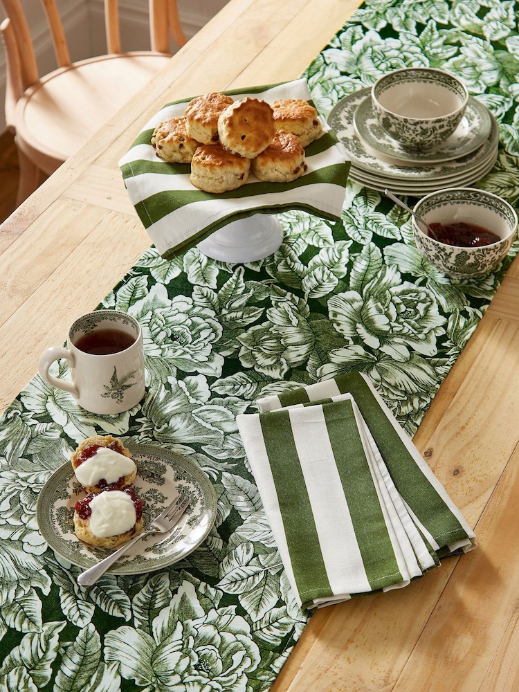 Burleigh X Bedeck Of Belfast Hibiscus Table Runner in Green - Image 1 of 5