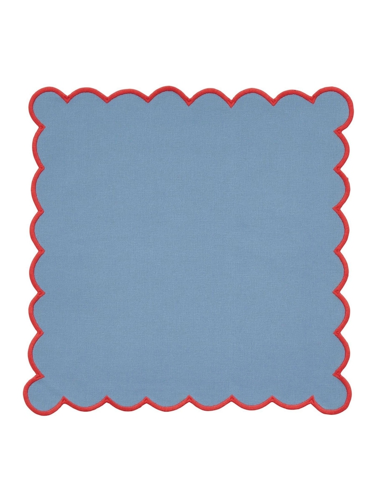 Land & Shore Blue Red Scallop Napkin - Image 2 of 3