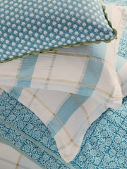 Land & Shore Green Rathlin Check Duvet Cover and Pillowcase Set - Image 3 of 4