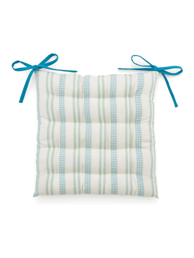 Land & Shore Green Ticking Stripe Seat Pad - Image 2 of 2