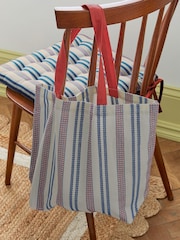 Land & Shore Blue Red Ticking Stripe Tote Bag - Image 1 of 2