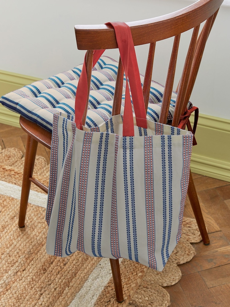 Land & Shore Blue Red Ticking Stripe Tote Bag - Image 1 of 2