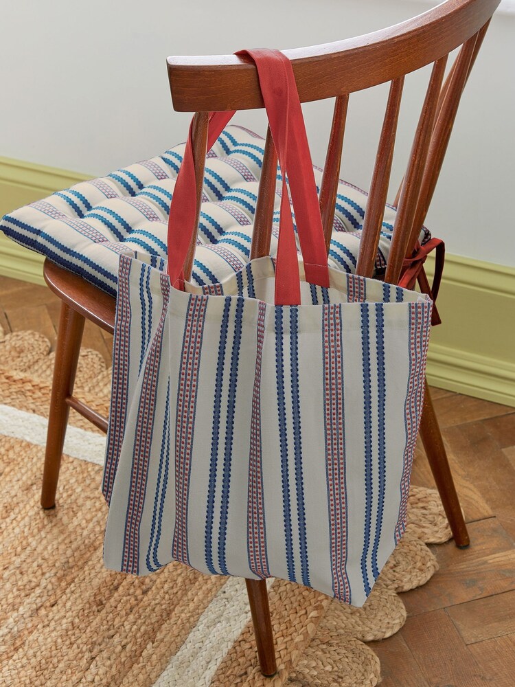 Land & Shore Blue Red Ticking Stripe Tote Bag - Image 1 of 2 Land & Shore Blue Red Ticking Stripe Tote Bag - Image 1 of 2