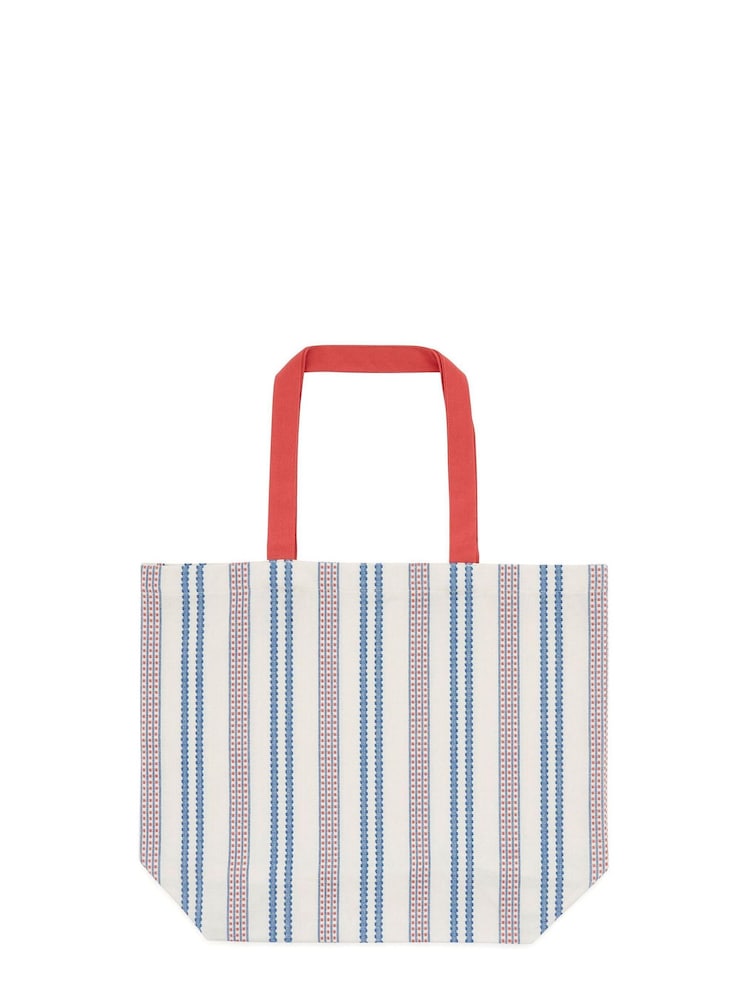 Land & Shore Blue Red Ticking Stripe Tote Bag - Image 2 of 2