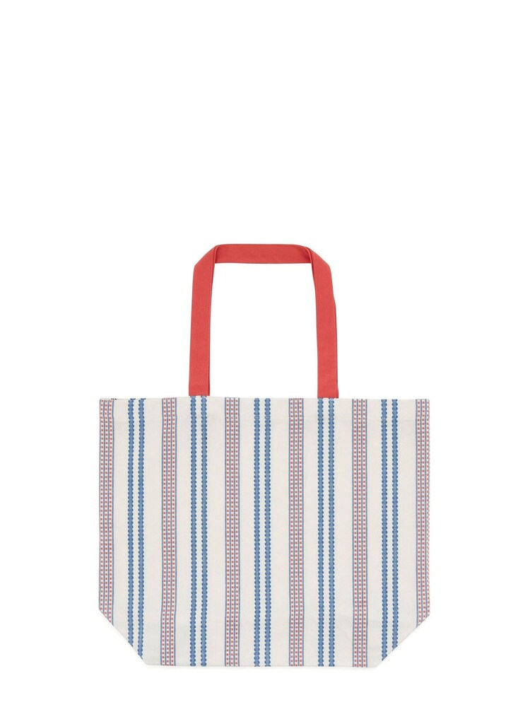 Land & Shore Blue Red Ticking Stripe Tote Bag - Image 2 of 2 Land & Shore Blue Red Ticking Stripe Tote Bag - Image 2 of 2