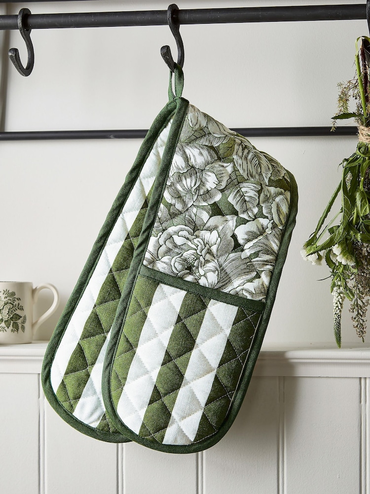 Burleigh X Bedeck Of Belfast Green Hibiscus Double Oven Gloves - Image 2 of 3