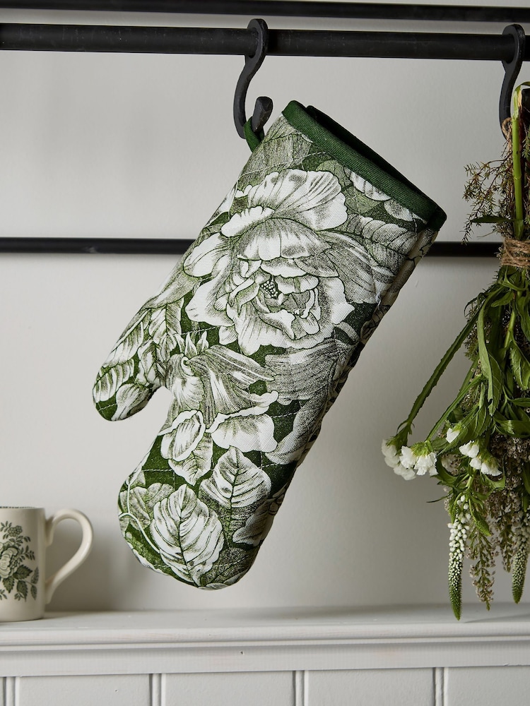 Burleigh X Bedeck Of Belfast Green Hibiscus Single Oven Gloves - Image 3 of 3 Burleigh X Bedeck Of Belfast Green Hibiscus Single Oven Gloves - Image 3 of 3
