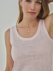 Pure Collection Pink Luxury 100% Linen Vest with Coverstitch Detail & Shaped Hemline - Image 3 of 3