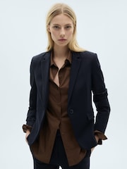 Mango Blue Suit Jacket With Pockets - Image 1 of 7