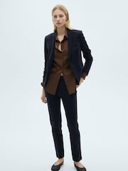 Mango Blue Suit Jacket With Pockets - Image 3 of 7