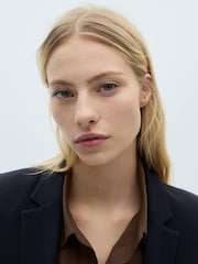 Mango Blue Suit Jacket With Pockets - Image 4 of 7