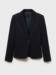 Mango Blue Suit Jacket With Pockets - Image 6 of 7