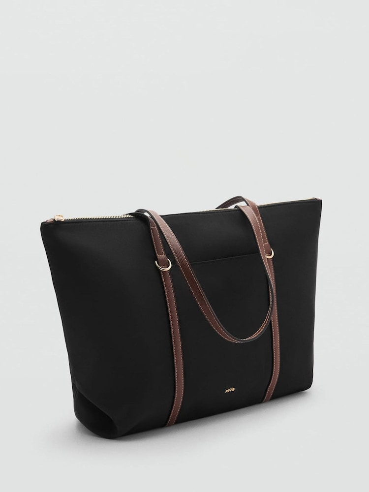 Mango Black Shopper Bag With Double Handle - Image 2 of 4 Mango Black Shopper Bag With Double Handle - Image 2 of 4