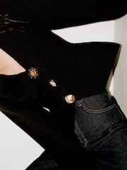 Mango Black Knitted Jewel Button Jacket - Image 4 of 6