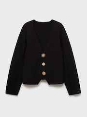 Mango Black Knitted Jewel Button Jacket - Image 5 of 6