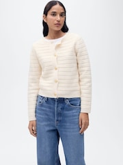 Mango Cream Knitted Jacket With Openwork Details - Image 1 of 7