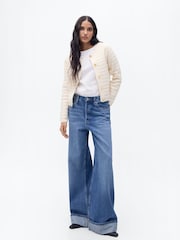 Mango Cream Knitted Jacket With Openwork Details - Image 3 of 7