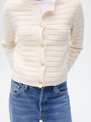Mango Cream Knitted Jacket With Openwork Details - Image 5 of 7
