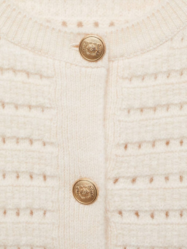 Mango Cream Knitted Jacket With Openwork Details - Image 7 of 7 Mango Cream Knitted Jacket With Openwork Details - Image 7 of 7